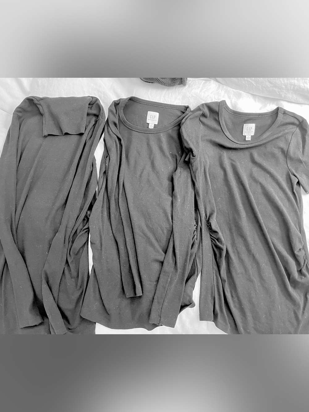 3 GAP Maternity Women Black Tee Shirts - Turtleneck, Long Sleeve & Short Sleeve